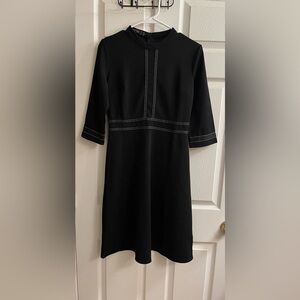 HOMEYEE~Black Dress with White Stitching~LG